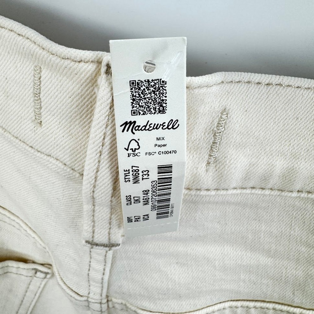 Madewell '90s Straight Leg‎ Jeans Womens Size 33T Off White Denim Pants - Picture 6 of 10